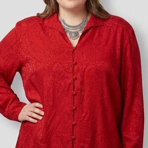 Vintage Lord & Taylor Silk Button Front Jacquard Blouse 24W